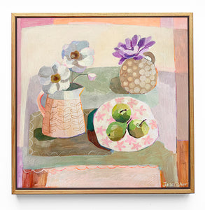 Pears on a Pretty Pink Plate - Giclee Fine Art Print